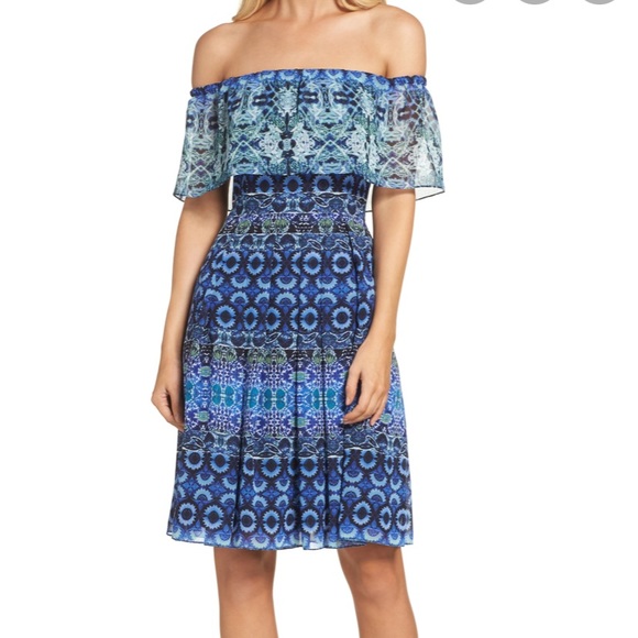 Eliza J Dresses & Skirts - NWT Eliza J #542 Floral Chiffon Shoulder Dress